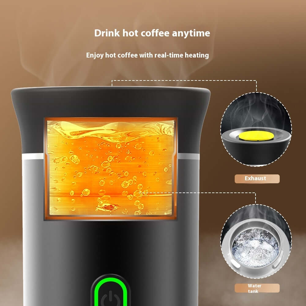 Portable 3-in-1 Coffee Maker with easy-to-use grinder and capsule compatibility