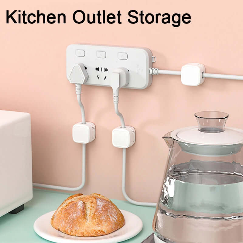 Kitchen outlet cable organizer with tidy setup