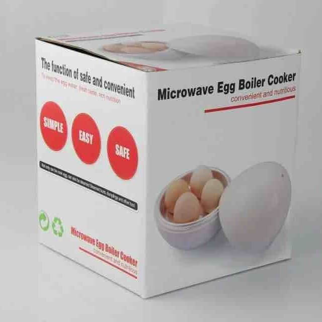 Microwave egg boiler open with cooked eggs – hassle-free breakfast tool