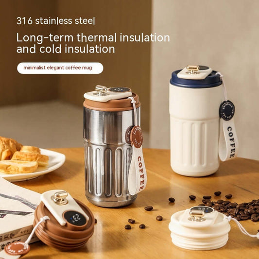 Smart Digital Coffee Mug – 450ml Stainless Steel Travel Mug for Hot and Cold Drinks