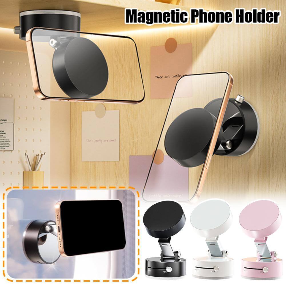 Magnetic mobile holder in home office setup with strong grip