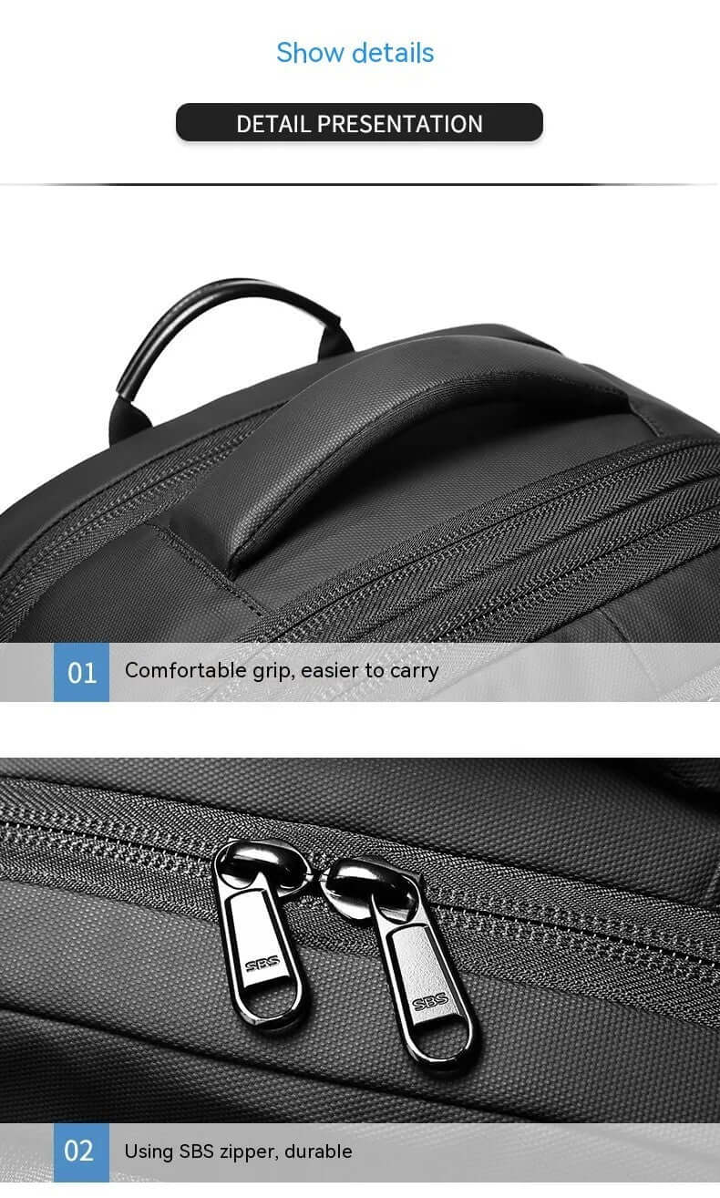 High-capacity anti-theft backpack with compression straps and USB port