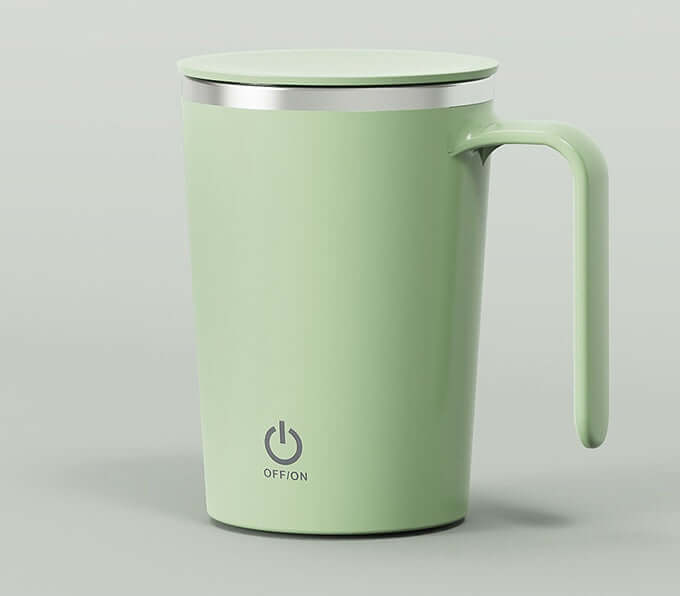 Portable Green Self-Mixing Coffee Mug – Stainless Steel Interior