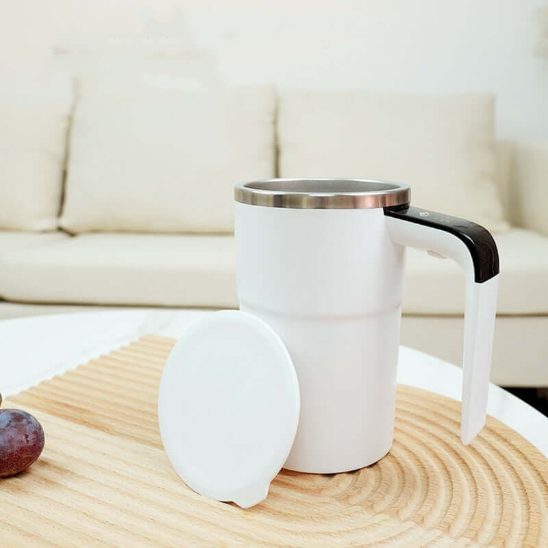 Hot water being added to USB rechargeable mug – automatic mixing function