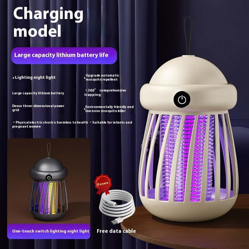 Rechargeable Mosquito Killer Lamp with Large Battery and Silent Operation – Includes Free USB Cable
