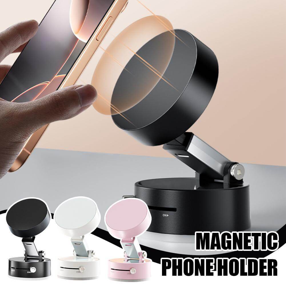 Secure phone holder mounted on car dashboard with 360° rotation feature