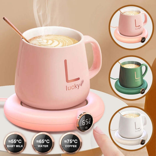 USB cup warmer with coffee mug on desk
