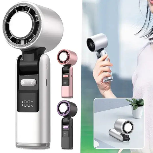 Multifunctional handheld device with various attachments on a white background