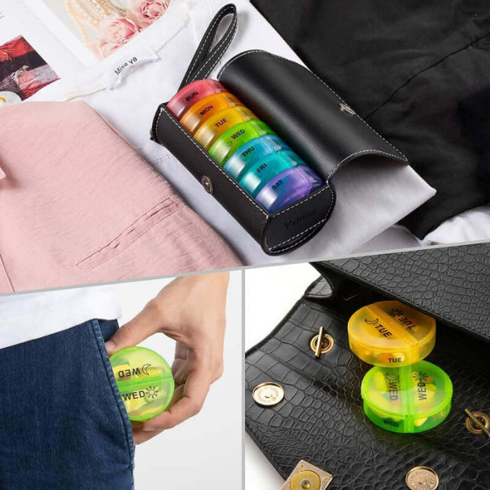 Waterproof weekly pill box – organized compartments inside travel pouch
