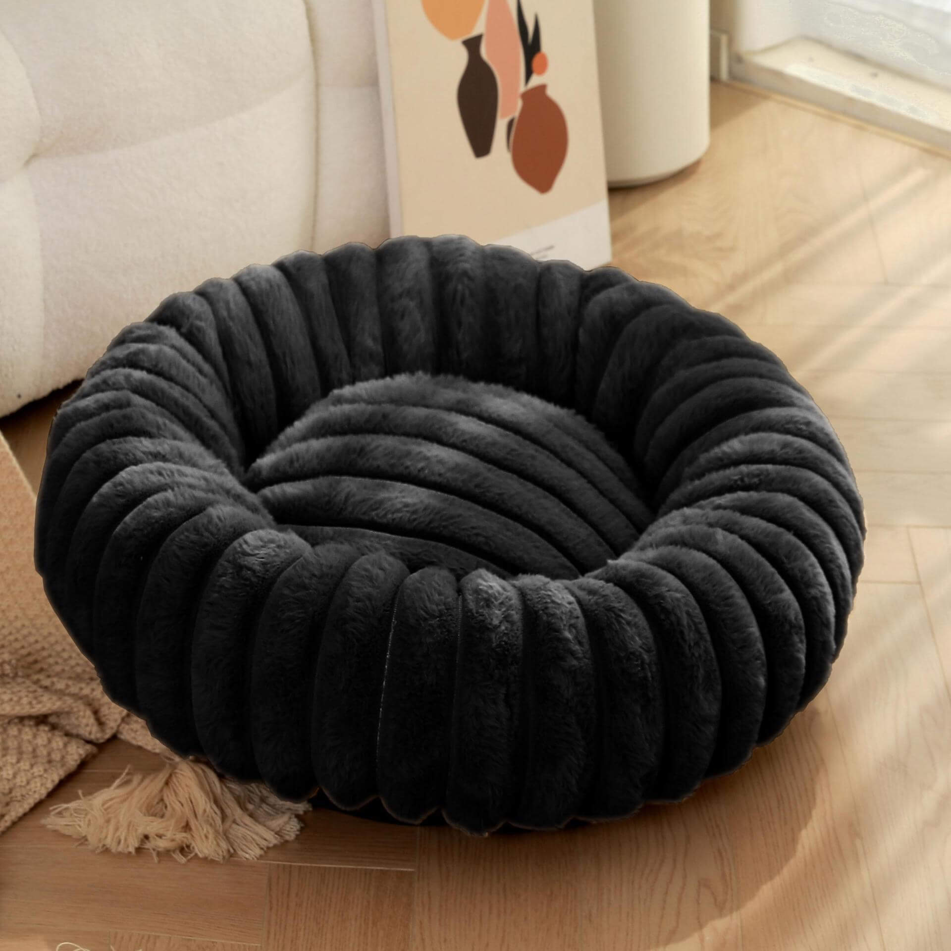Durable & Soft Plush Pet Bed – Non-Slip Bottom for Safety