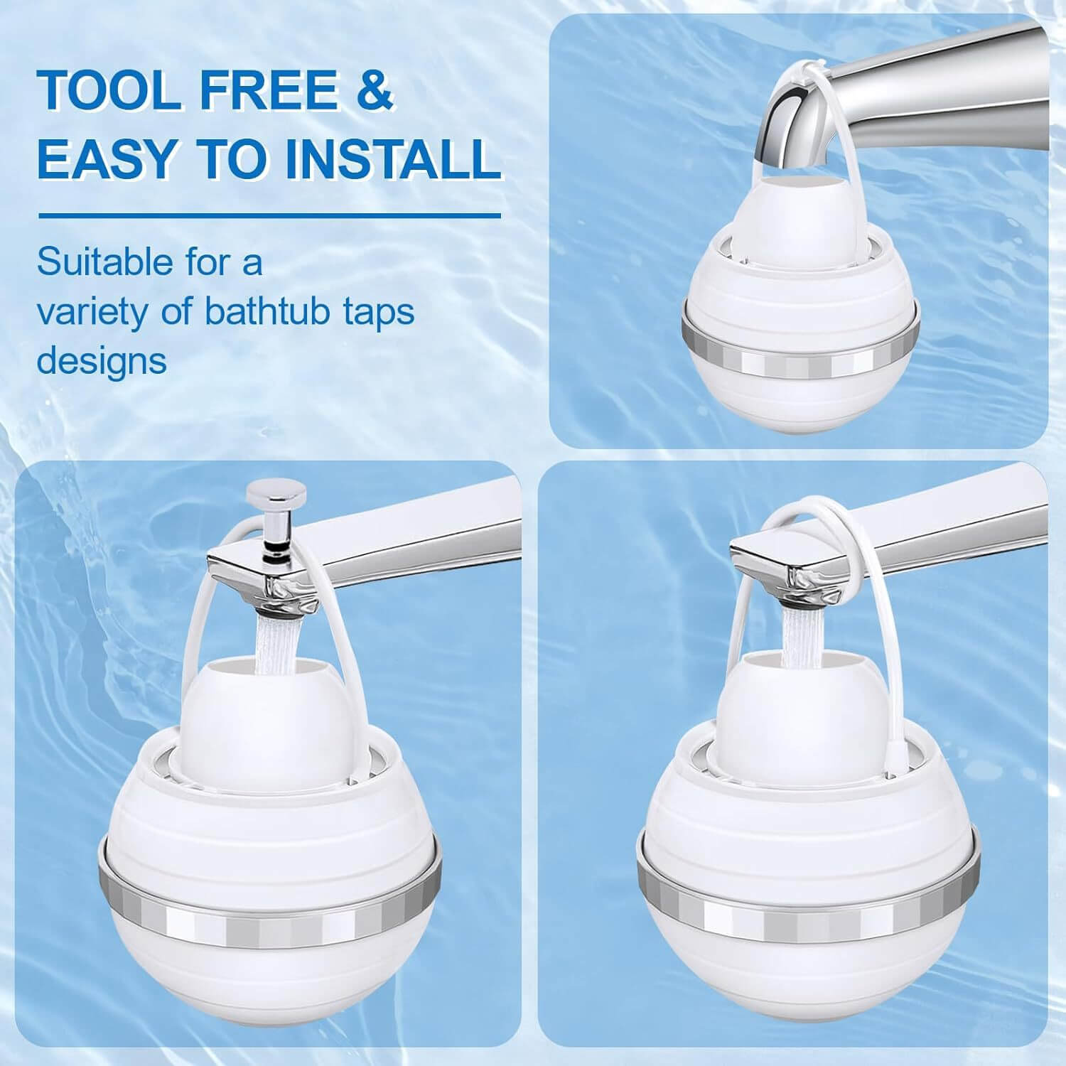 Compact shower head filter – easy to attach and purifies water for smoother skin and hair.