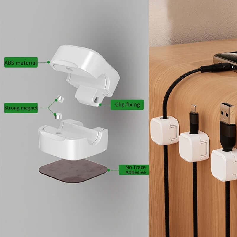 Magnetic cable management system mounted in home office