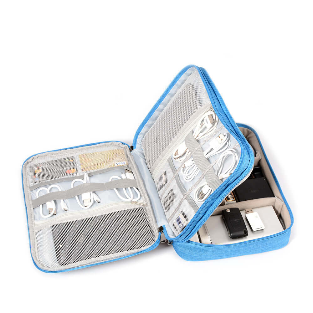 Electronics accessory organizer – fully packed with cords and chargers