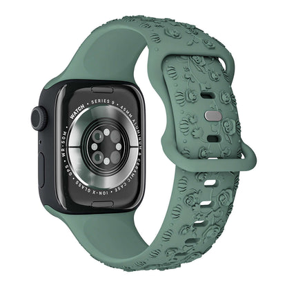 Apple Watch Band in floral silicone strap design for women, showcasing comfort and elegance.