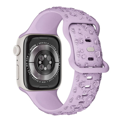 Apple Watch Band - Floral Silicone Strap for Women in purple with floral design, ideal for comfort and elegance.