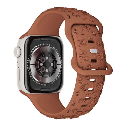 Apple Watch Band – Floral Silicone Strap for Women in brown color, offering comfort and style for any outfit.