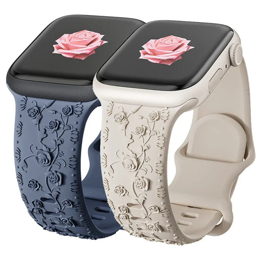 Floral Engraved Apple Watch Band