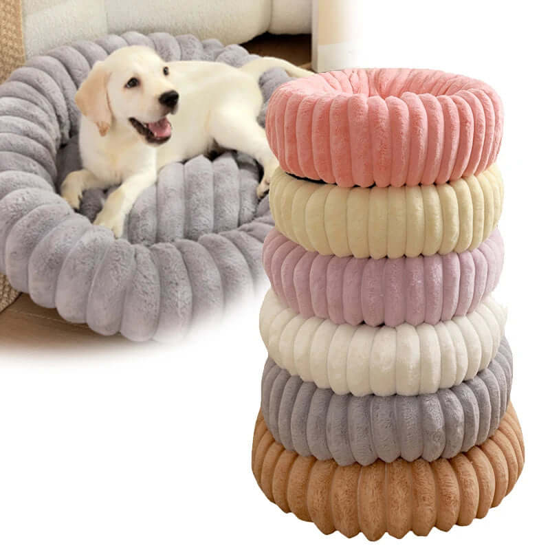 Soft Plush Round Pet Bed – Warm & Cozy for Cats & Dogs