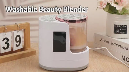 Rechargeable brush cleaner kit for makeup tools – pink and gold model